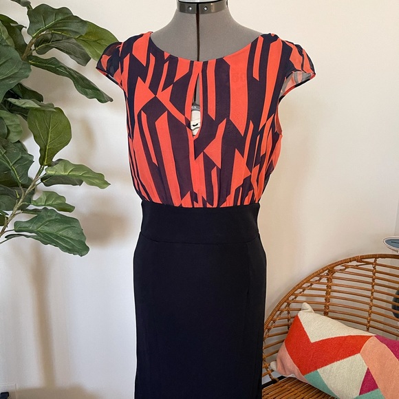 Mng by Mango coral and navy blue dress - Picture 2 of 14